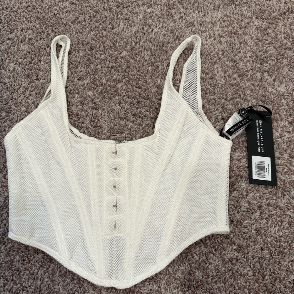 White Mesh Corset Top